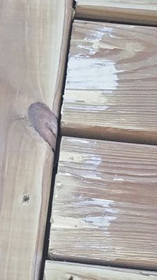 Take a look at this workmanship doesn't know how to drill a screw into deck board and then has big holes to fill with putty