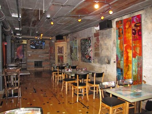 Walls feature the work of area artists.