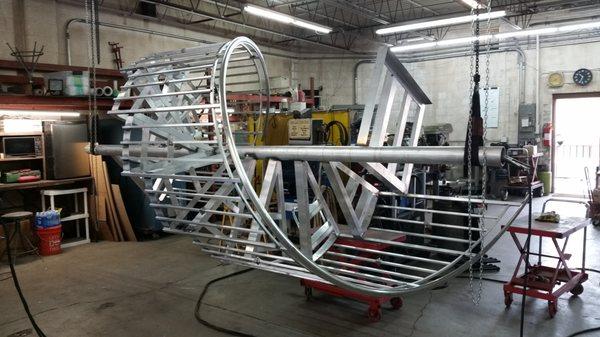 spiral stair being built