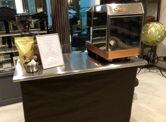 Pop up espresso bar for a Joes Jeans in Santa Monica Place