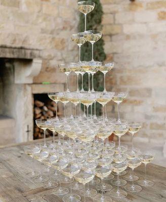 Sunstone winery wedding champagne tower