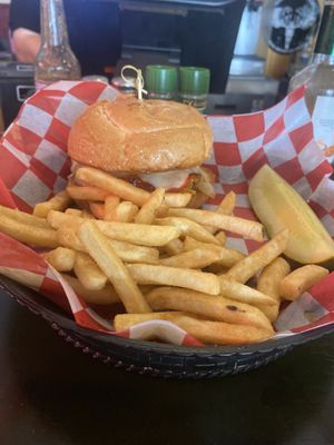 Southern burger with fries