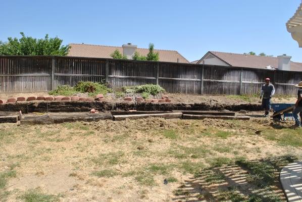 Removing railroad ties and bricks