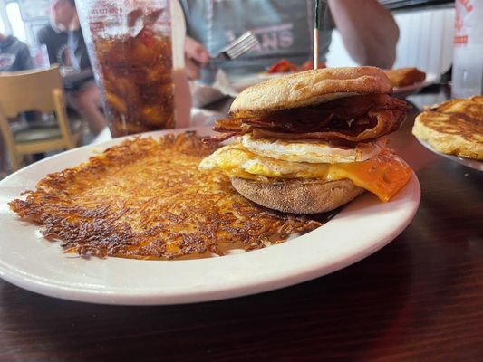 Bacon  Egg  and  Cheese on an English Muffin