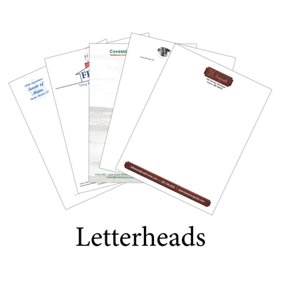 Personalized letterheads with your logo in any style or color, and on watermarked stock if desired!