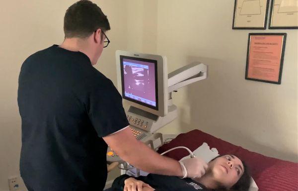 Cardiovascular Sonography Students practicing their skills