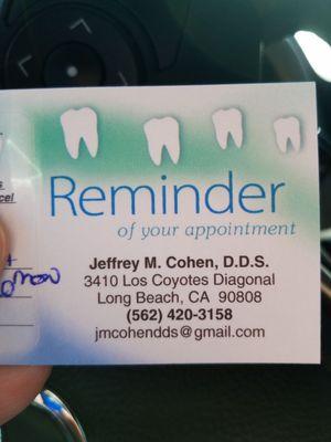 Business card for the best dental office.