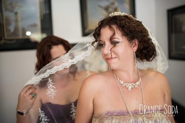 Our beautiful bride Jessica getting ready in our bridal salon.