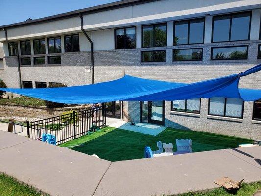 We completed our infant playground re-model with a new shade sail and turf in June.