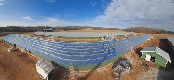 Solar panels on commercial building roof