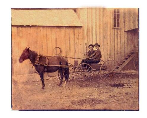 1890 Going to the dance.  Water damaged and mold.  Part ripped.  Restored in 2006.