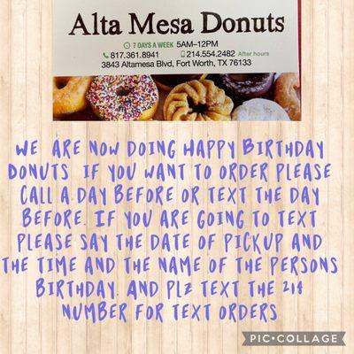 Just a reminder that we are doing happy birthday donuts.