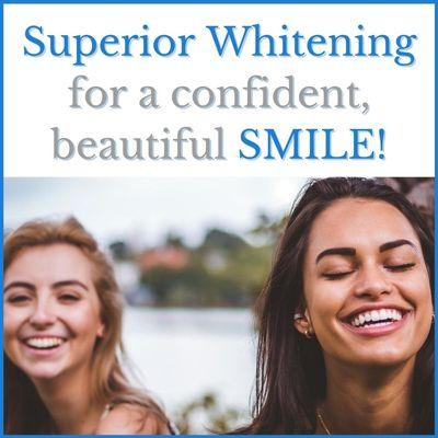 Superior whitening for a confident, beautiful smile. Book your brighter smile today.