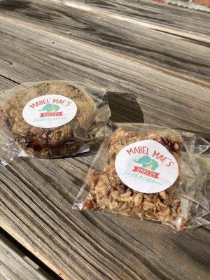 Mocha Sandwich Cookie (left) and Apple Pecan Caramel Bar