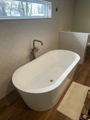 Tub and faucet for newly renovated bathroom