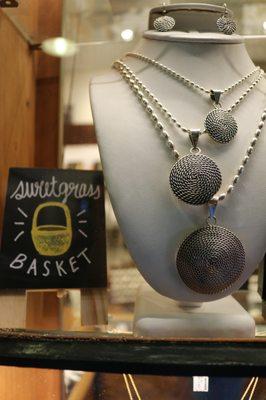 Check out our hand made Sweetgrass Basket Rounds in Sterling Silver.