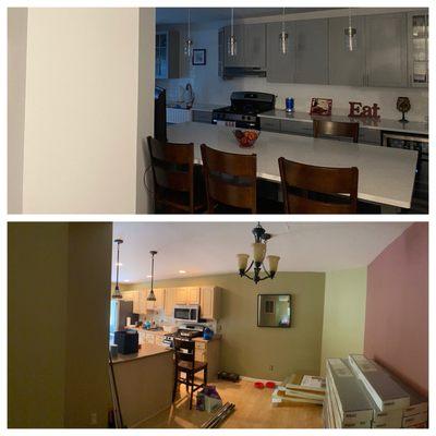 Small dining room into a large kitchen island