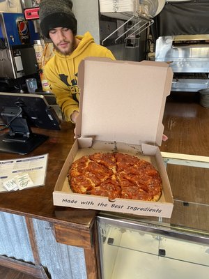 Great tasting Pepperoni Pizza made by people who enjoy creating good food.