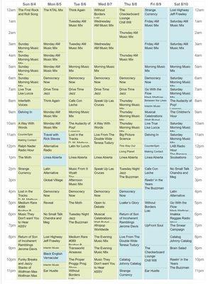 Current schedule as of the week of Aug 4, 2024. The schedule is updated at least monthly.