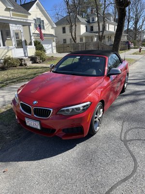 2018 BMW M240i after front fascia was refinished by High Q Auto Body 4/8/2024