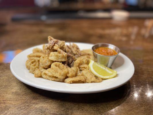 Come try our delicious fried calamari served with our homemade spiced marinara