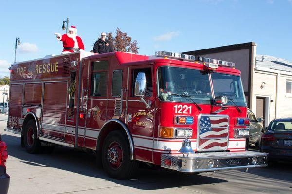 Santa arriving for open house