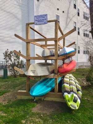 Check out our kayak storage station!  Our residents can store their kayaks here.