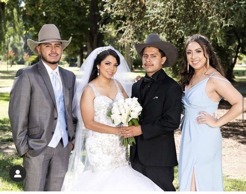 The bridesmaid's dress on the right was purchased at Jenny and Gloria's!