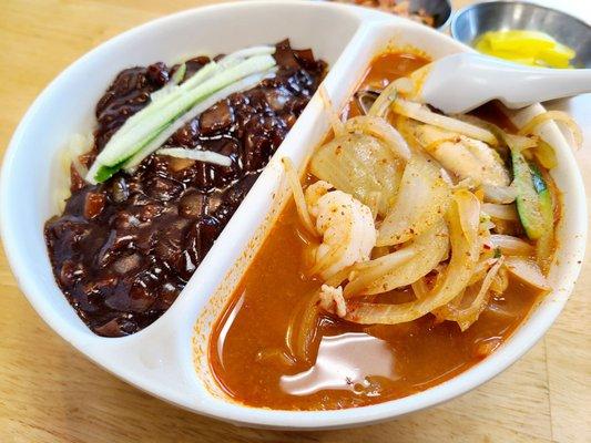 JaJangMyeon (left) Jjamppong (right)