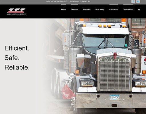 A Wordpress one-page website for ZTS Trucking to showcase their services and trucking fleet.