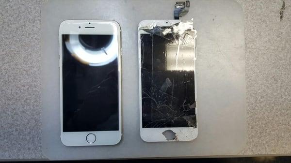 Before and after iphone 6 screen replacement