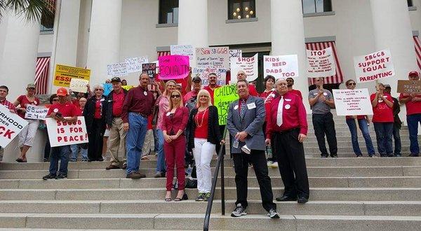 Lori Barkus at the State Capitol advocating for family law.