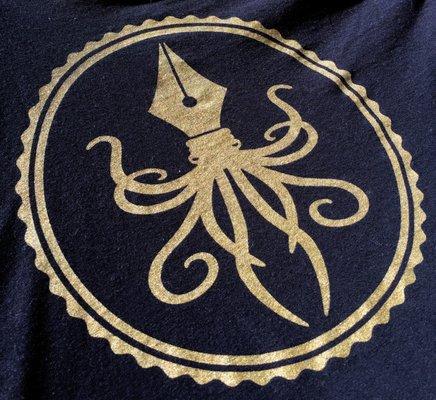 Logo printed on t-shirts using metallic gold ink!