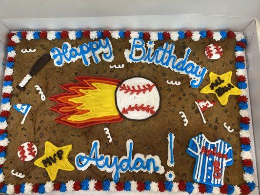 Chocolate chip cookie cake baseball theme