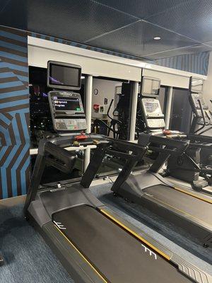 Exercise room treadmills