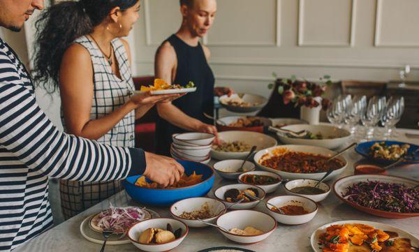 Enjoying an array of salsas and dips at our Tacos + Chardonnay Pop-Up.