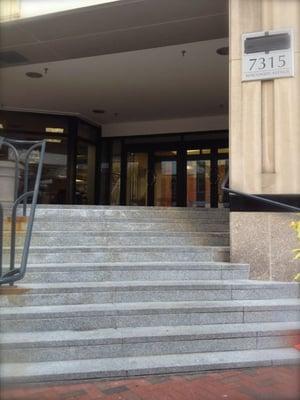 Entrance stairs to Wisconsin Towers at Bethesda Crossing (was Air Rights Center).