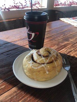 Latte and Cinnamon Roll