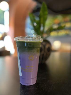 Ube matcha latte