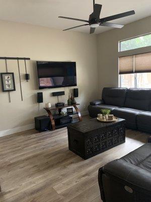 Family room flooring and baseboards