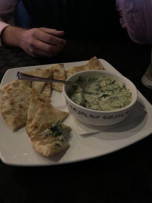 Spinach artichoke dip on pita