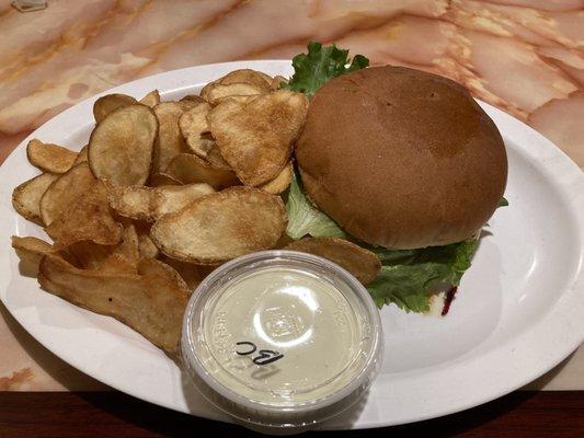 Chicken sandwich with chips