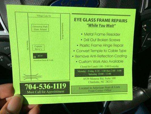 Eye Glass Frame Repair