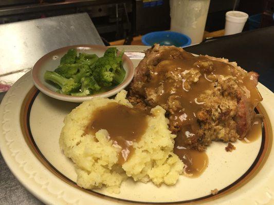 Homemade meatloaf,with real smashed potatoes! Yum