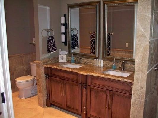 Granite Countertop and extensive floor and wall tile