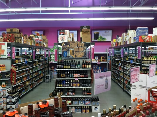 A few of the many racks of world-wide beers