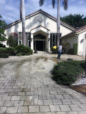 Pressure washing driveway