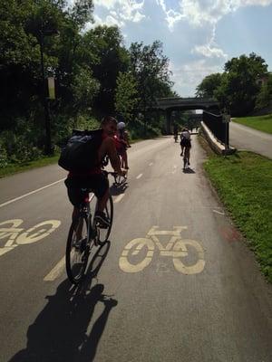 Biking on the greenway trail during summer!