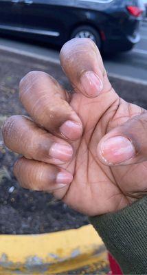 Just left the nail salon and I'm the wrong one.... she did her best tho..... smh never again....