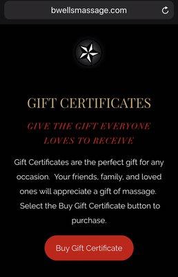 Purchase a Gift Certificate for a loved one or yourself securely online.   Keep B WELLs Massage in mind for your massage needs.